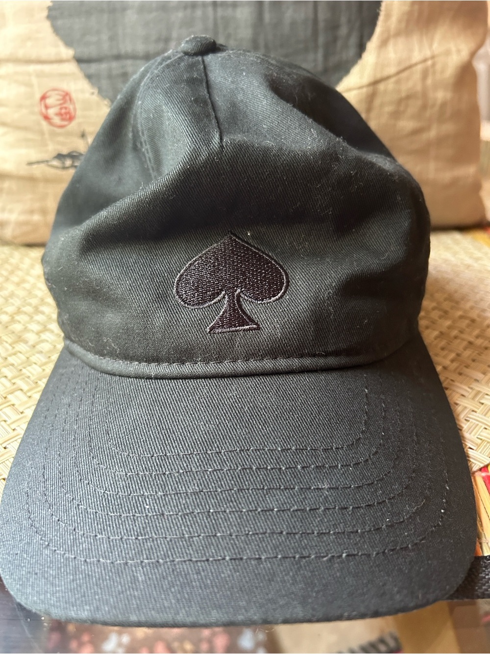 Kate Spade dark Black Baseball Cap with Embroidered Spade Logo